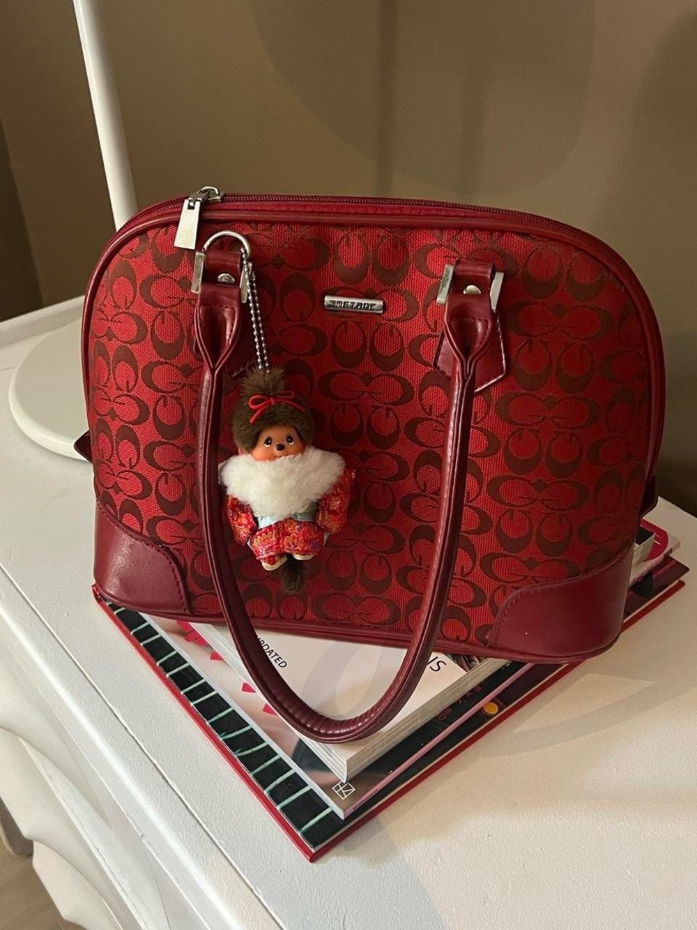 Vintage Red Monogram Purse Bag - Picture 3 of 8